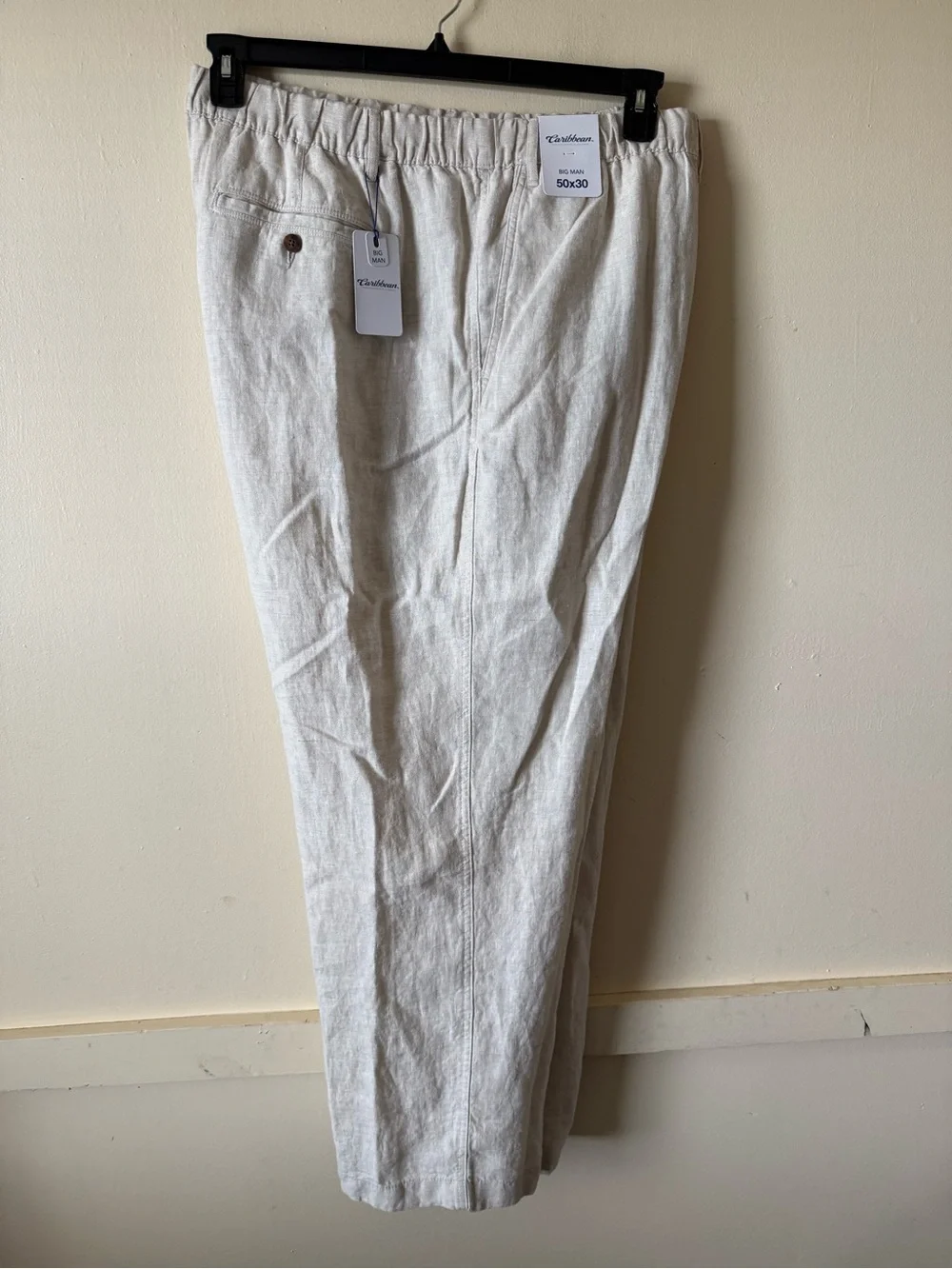 Roundtree Caribbean Big Man Mens Linen Drawstring Elastic Waist Pants 50X32 NWT